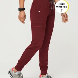 NWT FIGS ZAMORA HIGH WAISTED ZAMORA JOGGER, XSP, BURGUNDY